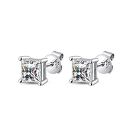 TBCYD 2CT D VVS1 Asscher Cut Moissanite Earrings For Women S925 Silver Classic 4 Prongs Diamond Ear