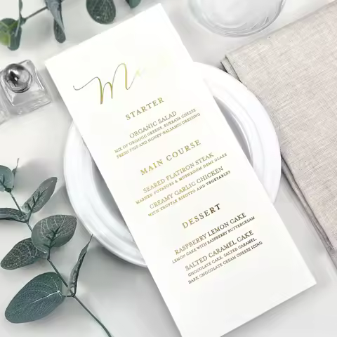 Personalized Menu Card Wedding Menu with Gold Foil Text Custom Menu with Simple Style Menu, Luxury R