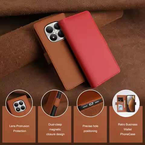Premium Leather Flip Case For Xiaomi POCO X8 Pro Max F7 F8 Ultra C61 C65 M7 4G Plus M8 X7 Pro Poco X