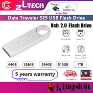 【LOCAL STOCK】Kingston SE9 USB Flash Drive 64GB/128G/256G/512GB/1TB USB 2.0 Mini Key Stick PenDrives  Storage Memory