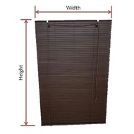 Wood Blind 9' (W) X 4' (H) - 12' (H) Bidai Kayu Meranti Solid Wood Premium Curtain Outdoor Indoor Home Interior Garden