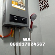 Water Heater Gas Modena Abu Berikut Pemasangan Original