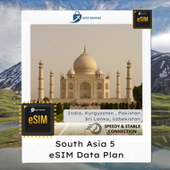 【eSIM】South Asia 5 eSIM (India I Sri Lanka I Kyrgyzstan) Travel eSIM Data Plan (5GB–10GB) | GOGO ROA