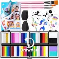Professional Face Painting Kit for Kids Adults Split Cake Face Paint Palette 12 x 10gm with Stencil 
