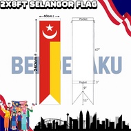 【Benderaku】Selangor Flag 2x8ft Banner, Bendera Selangor 2x8ft, Polyester 7294