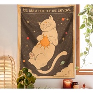 Sun moon Tarot Cat Tapestry  Wall Hanging Witchcraft you are a child of the universe Bohemia Home De