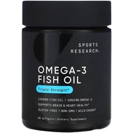 美國Sports Research 野生阿拉斯加魚油 1250毫克 60粒軟膠囊