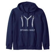 Kayi Tribe Swords Marking IYI Symbol Ertugrul Ghazi Blue Zip Hoodie