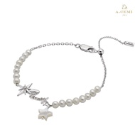 Letoille Star Pearl Bracelet สร้อยข้อมือมุกแท้ ข้อมือเงินแท้ ชุบทอง 18K โรสโกลว์  สร้อยข้อมือดีไซน์ ของขวัญแฟน
