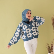CARDIGAN FLOWERS BUNGA KNIT TEBAL PREMIUM