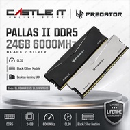 Predator PALLAS II DDR5 24GB 6000MHz CL30 Desktop Gaming RAM Black Silver