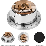 Dachshund Professor Stainless Steel Kitchen Timer 60 Minute Wind Up Magnetic Timer Clock for Cooking