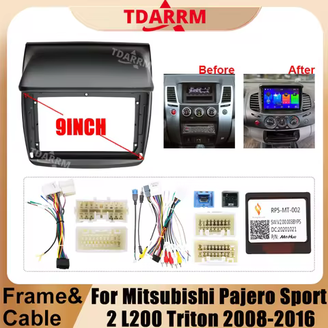 9Inch Big Screen Car Fascia Stereo 2Din Adapter Frame For Mitsubishi Pajero Sport 2 L200 Triton 2008