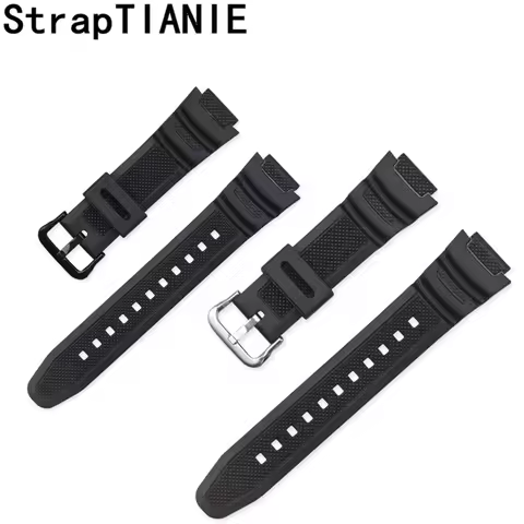 Rubber Strap Suitable for Casio AE-1000w SGW-400H / SGW-300H Black Silicone Watchband Pin Buckle Str