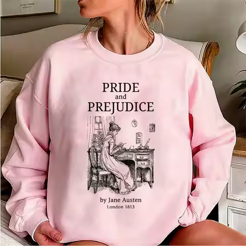 2025 Pride and Prejudice Sweatshirt Jane Austen Shirt Mr Darcy Literary Book Lover Hoodie Retro Aest