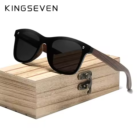 KINGSEVEN Brand Design New Technology Handmade Blackened Bamboo Men Women Sunglasses Mirror Polarize