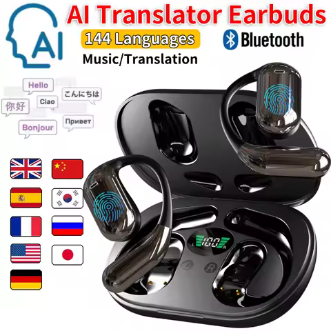 3 in 1 Translation Earphones 144 Languages Real-Time Translator Earbuds Noise Reduction Waterproof B