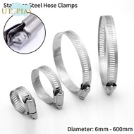 QIUJUU 1Pc Hose Clamp, Worm Drive 6mm-600mm Pipe Clip, Adjustable 304 Stainless Steel Fixed Tri Gear Pipe Hoop  Tube Water Pipe