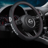 อุปกรณ์หุ้มพวงมาลัยรถยนต์หนังไม่มีกลิ่นบางเหมาะสำหรับNissan Nismoโลโก้38ซม. สำหรับAlmera X Trail Gra