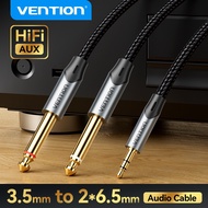 Vention 3.5mm to Dual 6.35mm Audio Cable, 1/8 inch TRS Male to Two 1/4 inch TS Mono Y-Cable for Spea