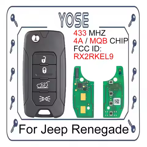 YOSE For 2016 2017 2018 Jeep Renegade RX2RKEL9 2ADFTFI5AM433TX 433.92MHz 4A /48Chip SIP22 Blade Keyl