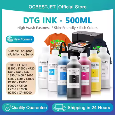 500ML DTG Ink Textile Garment Ink For DX5 DX6 DX7 TX800 I3200 I1600 For Epson L1800 1390 R1900 F2000