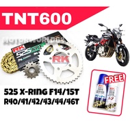 RK SPROCKET SET BENELLI TNT 600 525 RKX X-Ring RIVET BLACK/BLUE CHAIN F14T/15T R40T-46T FOC CHAIN CL