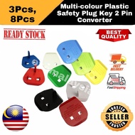 (8pcs)Multi-Colour Plastic Safety Plug Key 2 Pin Converter