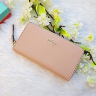 Kate Spade Spencer Zip Around Continental Wallet in Plain Nude Powder Saffiano Leather - Ladies Long