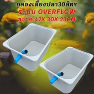 อ่างเลี้ยงปลาสีขาว ท่อสีขาว ขนาด 42x30x23 CMระบบover flow สำหรับเลี้ยงปลา อ่างเลี้ยงปลา อ่างปลาบอลลู
