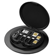 กล่องเก็บสายชาร์จ USB 60W อเนกประสงค์ ขนาดเล็ก ชุดแปลงสายชาร์จ 5 in 1 พร้อมกล่อง Type-c to Lightning Micro USB Type-C USB
