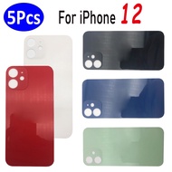 5Pcs/Lot，NEW Big Hole Battery Back Cover Glass Rear Door Replacement Housing Case STICKER Adhesive For Iphone 12