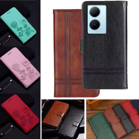 For Vivo Y78+ 5G Silicone Leather Wallet Flip Case For Vivo Y78 Plus 5G V2271A Case Shockproof Coque