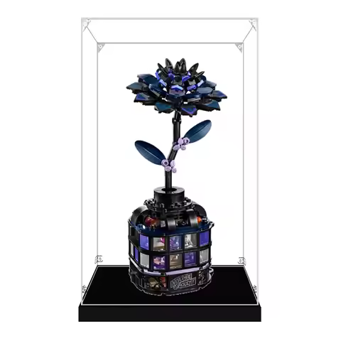 Acrylic Display Case for Lego 76784 Wednesday Black Dahlia Potted Plant, Dustproof Box, Transparent 