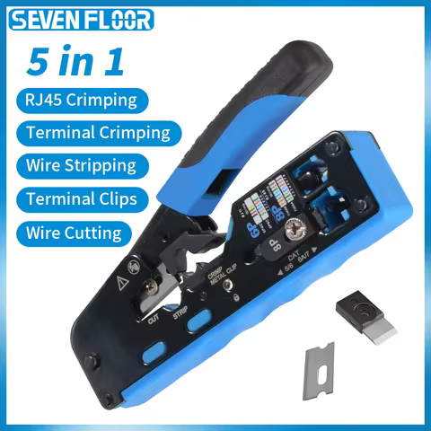 RJ45 Crimp Tool Pass Through Plugs Ethernet Crimping Pliers for Cat7 Cat6 Cat5e RJ45 Connectors Mult