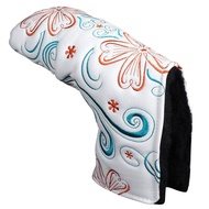 Golf Flower Embroidered White Blade Putter Cover Golf Headcover For Cobra ping