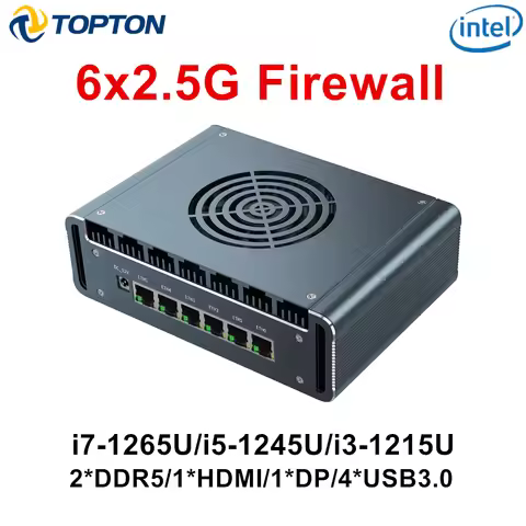 Topton Solid i7 1265U i5 1345U N150 Firewall Mini PC 6x2.5G LAN intel i226-V DDR5 NVMe Proxmox pfSen