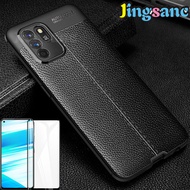 Jingsanc สำหรับ OPPO Reno 6Z 5G/Reno6 5G/Reno5/Reno5 5G/Reno5 Marvel Edition/Reno5 Pro 5G/Reno 5Z 5G [ฟรี Full Cover กระจกนิรภัย] เคสซิลิโคนนิ่มหนังหรูหราเคสกันกระแทกสำหรับธุรกิจ