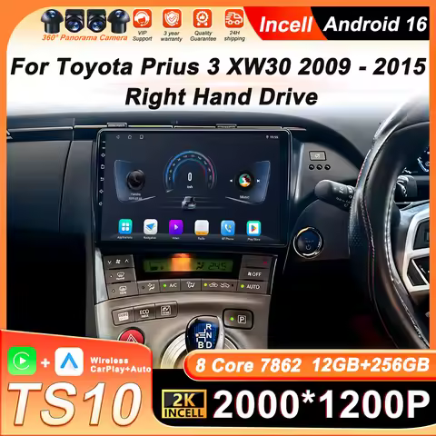 Wireless Carplay Android 16 For Toyota Prius 3 XW30 2009 - 2015 Right Hand Drive Car Radio Multimedi