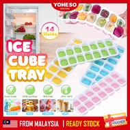 YOHESO 14 Holes Ice Tray Ice Cube Silicone Jelly Maker Baby Food Puree Mold Container Lid Bekas Pemb