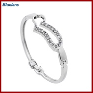 Bluelans® Women Fashion Hollow Heart Shiny Rhinestone Bangle Silver Plated Bracelet Jewelry