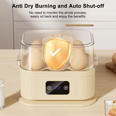 Electric Egg Boiler Mini Egg Cooker With Timer Auto-Shut Off Egg Steamer Breakfast Egg Maker 6 Eggs 
