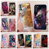 For Motorola Moto G60 Case Moto G40 Fusion Cute Lion Fashion Painted Cover Soft TPU Phone Case For M