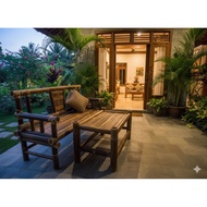 BLACK BAMBOO CHAIR SIZE (100x40 cm) & BLACK BAMBOO TABLE (40X30 cm)