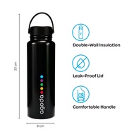 Agoda กระบอกน้ำเก็บความเย็น 1 ลิตร "Stay Cool" – 9 x 23 CM  ขวดน้ำสแตนเลส น้ำหนักเบา Insulated Tumbl