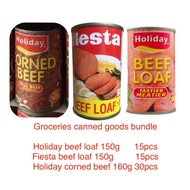 Canned goods bundle Fiesta beef loaf 150g 15pcs,corned beef 160g 30pcs&amp; holiday beef loaf 150g 15pcs