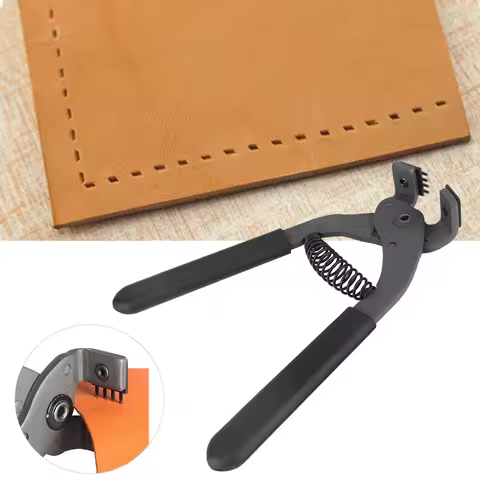 Hole Puncher 17cm HandHeld Carbon Steel Silent Pliers Leather Craft Hole Punch Tool 4mm Leather Craf