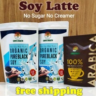 2 packs Organic Pure Black Soy + 1 pack Pure Arabica Coffee 100 (Vegan) Natural Sugar Free Dairy Free Organic