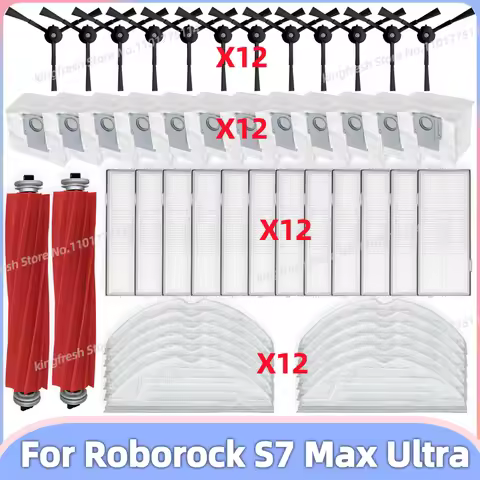 Fit for Roborock S7 Max Ultra Q100TSC Parts Main Roller Side Brush Hepa Filter Mop Pad Cloth Dust Ba
