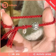 [Mibum] Chinese Dancing Lion Head Bracelet Red String Bracelet Lion Dance Charm Bracelet Women Bracelet for Party
